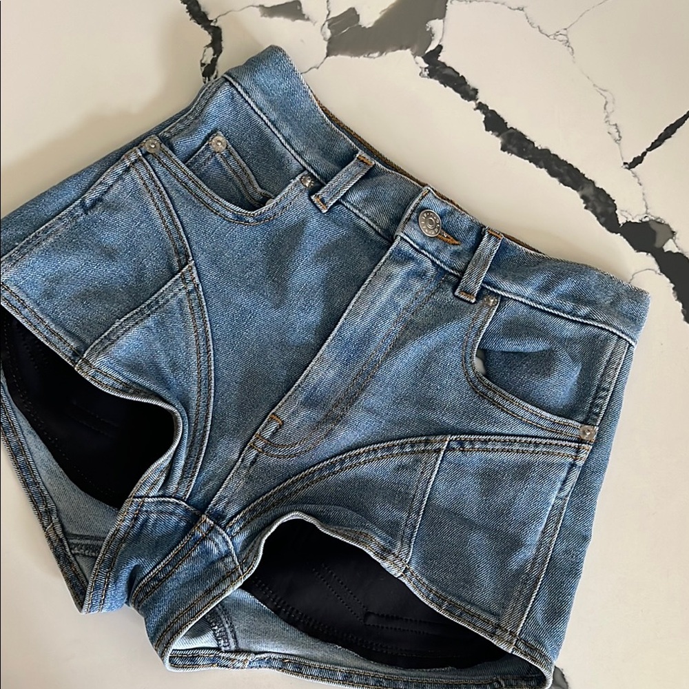 Denim Blue Mugler Shorts